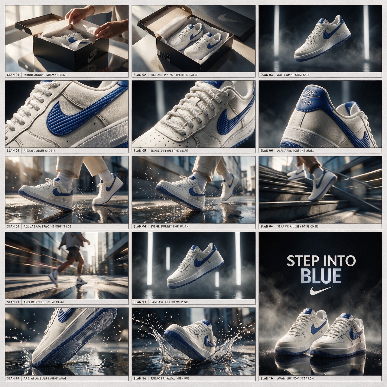 Nike sneaker 16-panel storyboard